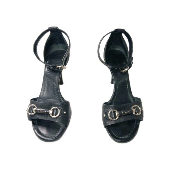 Vintage Dior Horsebit Logo Heeled Sandals Size 36 EU / US 6 - Picture 5 of 12